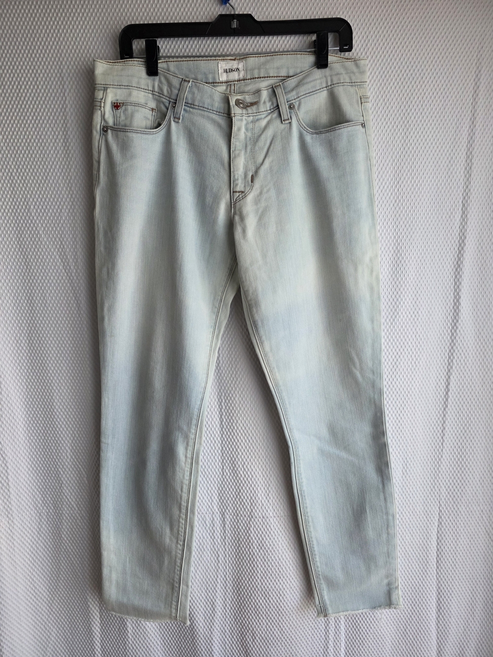 Hudson Krista Low Rise Super Skinny Ankle Jeans Herringbone Blue Sz 29